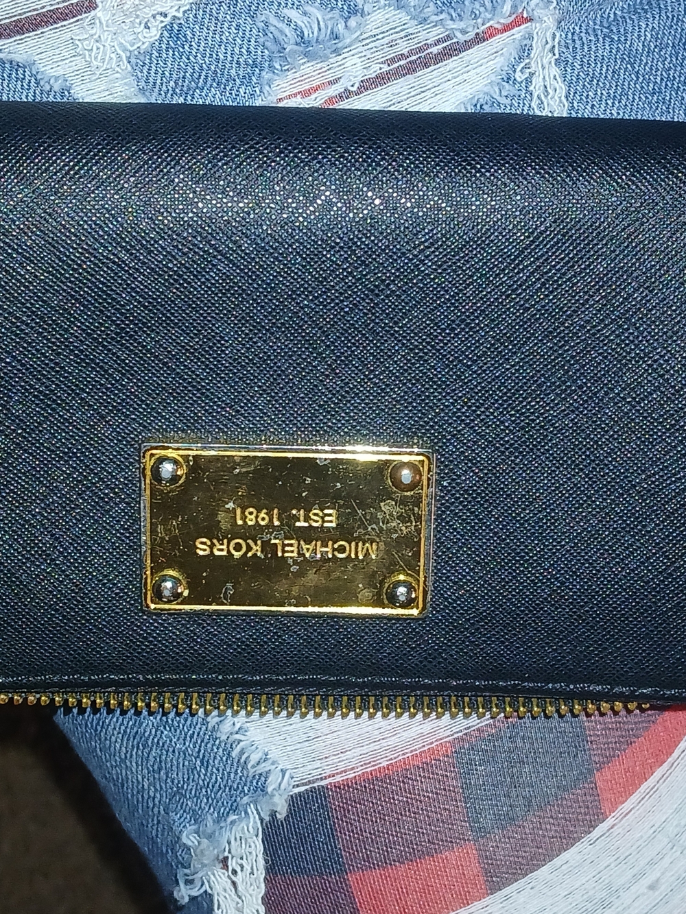 Michael Kors Black Saffiano Leather Zip Wallet